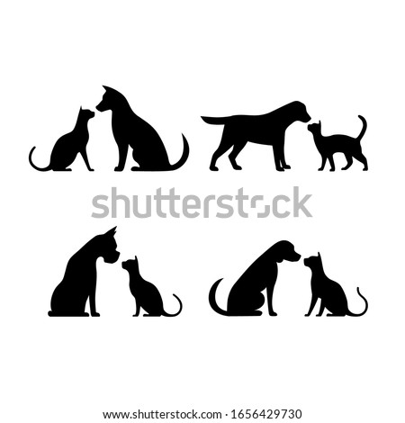Dog and cat silhouette vector illustration
