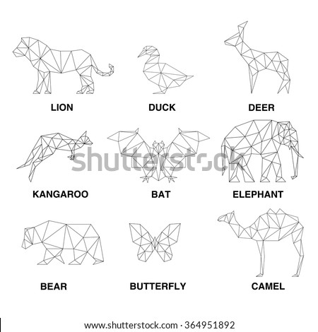 Geometric Animals Silhouettes. Set Of Polygons Stock Vector ...