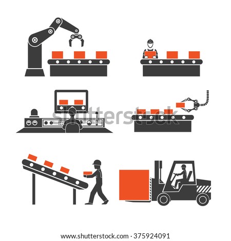icons production lines of the conveyor