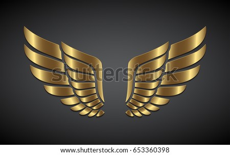 Wings from gold on a gray background.