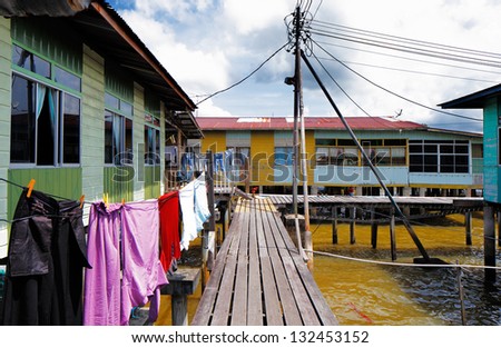BANDAR SERI BEGAWAN,BRUNEI FEB 4:Brunei\'s Famed water village on Feb 4,2013 in Bandar SB. Villages are fully self sufficient with own mosques, schools, shops, piped water, electricity and satellite TV