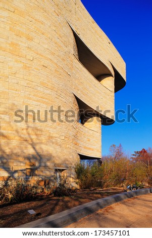 WASHINGTON DC - NOV 29: The National Museum of the American Indian on Nov 29, 2013 in Washington DC, USA. It is dedicated to the life, languages, literature, history, and arts of the Native Americans.
