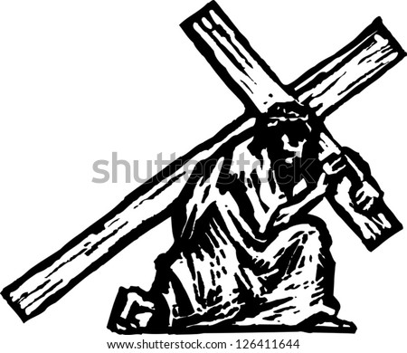 Vector Illustration Of Christ Carrying The Cross - 126411644 : Shutterstock