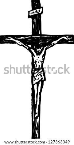 Black And White Vector Illustration Of Crucifix - 127363349 : Shutterstock