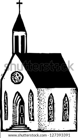 Black And White Vector Illustration Of A Christian Church - 127393391 ...