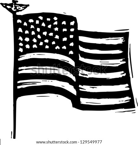 Black And White Vector Illustration Of The Flag Of The United Stated Of ...