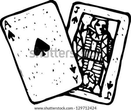 Black And White Vector Illustration Of Blackjack - 129712424 : Shutterstock