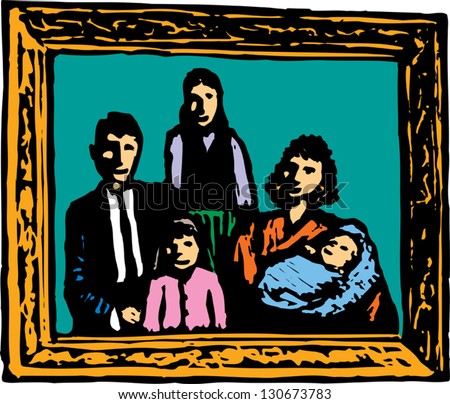 Vector Illustration Of A Framed Family Portrait - 130673783 : Shutterstock