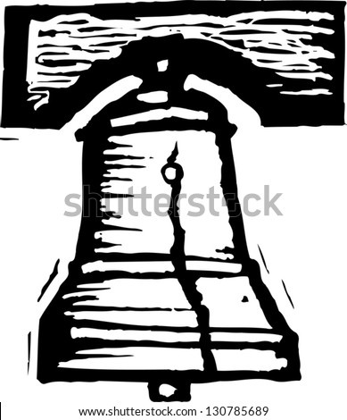 Black And White Vector Illustration Of Liberty Bell - 130785689 ...