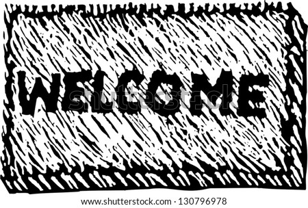 Black And White Vector Illustration Of A Welcome Mat - 130796978 ...