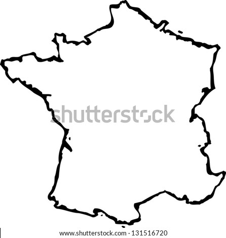 Black And White Vector Illustration Of Map Of France - 131516720 ...