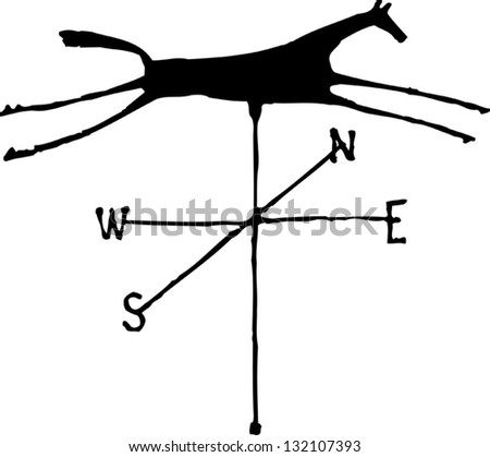 Black And White Vector Illustration Of Weather Vane - 132107393 ...