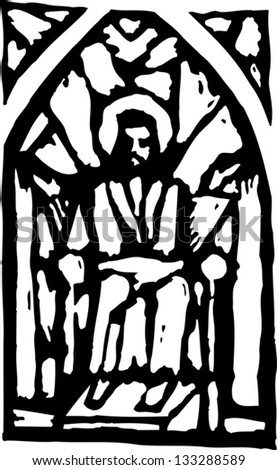 Black And White Vector Illustration Of Stained Glass Window - 133288589 ...