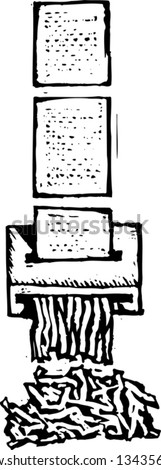 Black and white vector illustration of paper shredder