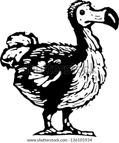 Black And White Vector Illustration Of A Dodo Bird - 136105934 ...