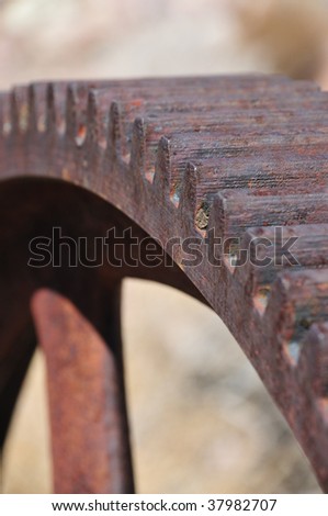 a rusty old gear as an abstract background blur