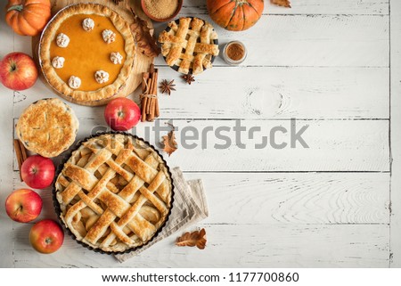 Similar – Image, Stock Photo Baking a pie with strawberry and rhubarb, top view.