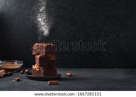 Similar – Foto Bild Stapel von Brownies mit gefrorenen Himbeeren. Schokoladenkuchen-Haufen