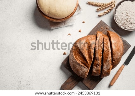 Similar – Image, Stock Photo Freshly baked bread on table