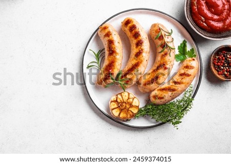 Similar – Image, Stock Photo German white sausage in ceramic bowl. Bavarian veal sausage. Traditional food