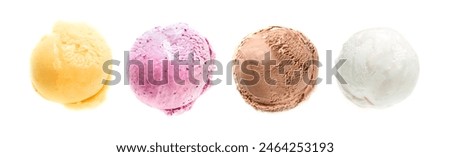 Similar – Image, Stock Photo Ice cream scoop in spoon and waffle cones on table