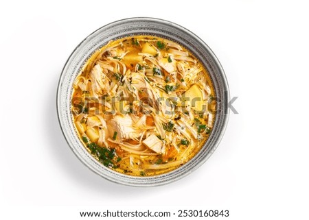 Similar – Image, Stock Photo Asian chicken noodle soup with chopsticks