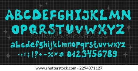 Hippie bohemian groovy postmodern funky font alphabet 1960s boho psychedelic style. Letters and numbers in Y2K style. Elements for social media, web design, posters, collages, clothing, music albums