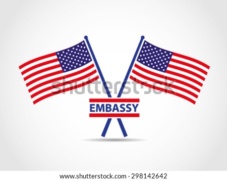 USA Crosses Flags Emblem Embassy