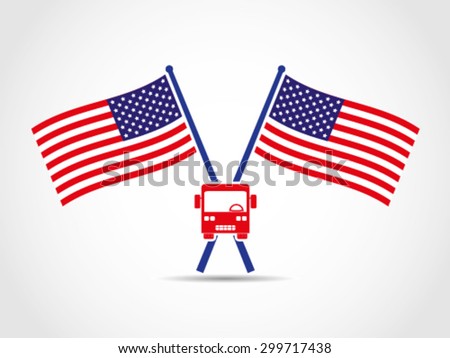 USA Crossed Flags Emblem Bus Public Transportation