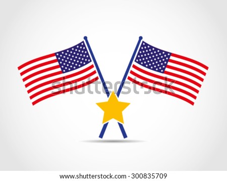 USA Crossed Flags Emblem Star Famous Hollywood 