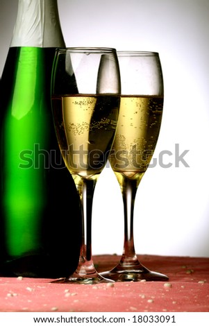 New Year\'s card with champagne decoration