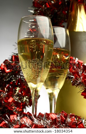 New Year\'s card with champagne