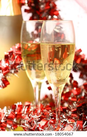 New Year's card with champagne decoration