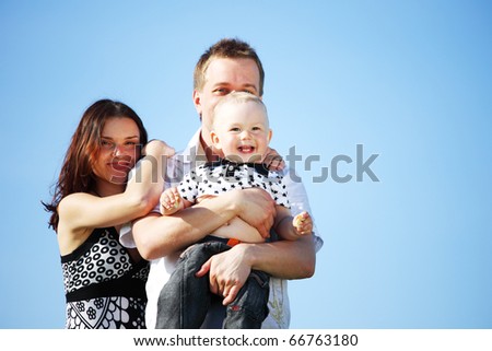 happy family blue sky