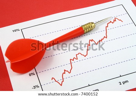 red dart pointing to the highest point in a line graph