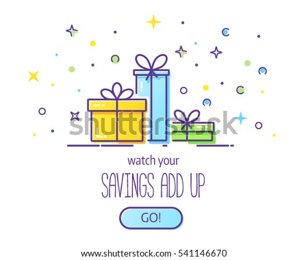Website header vector template with gift boxes. Cute illustration of gift box present, greeting, surprise.