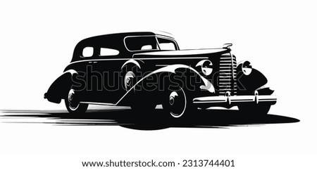 vintage mafia style car silhouette