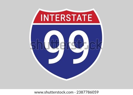 The interstate sign. directional sign. route number of the highway. Vector illustration