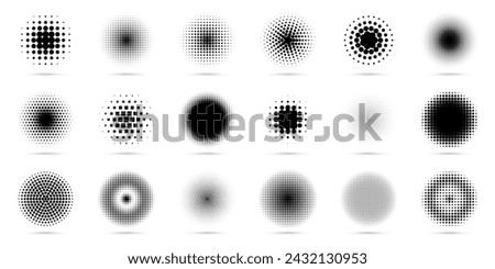 Logo design element. Halftone circular dotted frames set. Vector illustration