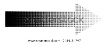 Arrow dotted halftone illustration isolated on white background