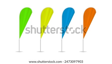 set of beach flags mock up isolated