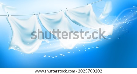 Laundry detergent product ads design background. Liquid soap powder or fabric softener vector packaging template. Antibacterial detergent design Foto stock © 