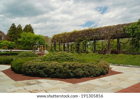 WASHINGTON, DC - MAY 4, 2014: Gardens at the US National Arboretum, about 500,000 people visit the arboretum each year.