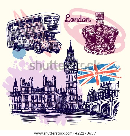 Beautiful hand drawn vector sketch illustration London. Sketch style.