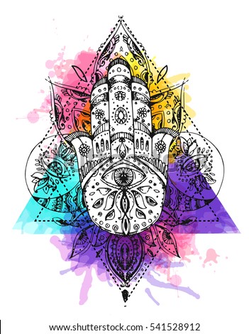 Psychedelic Sacred Hamsa Hand Tee Image by Shutterstock