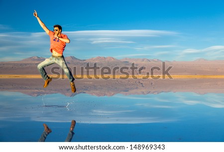 Amazing jump on Atacama Desert