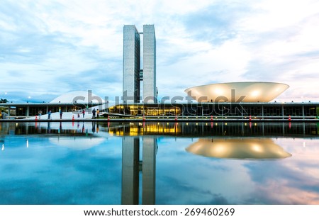 BRASILIA, BRAZIL - CIRCA MARCH 2015: Brazilian National Congress in Brasilia, Brazil.