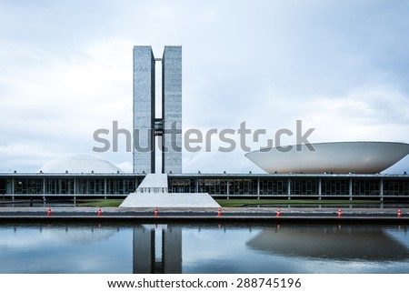 BRASILIA, BRAZIL - CIRCA MARCH 2015: Brazilian National Congress in Brasilia, Brazil.