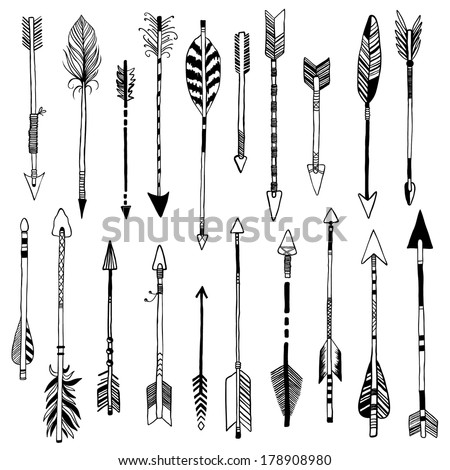 Hand-Drawn 20 Arrows Collection Stock Vector Illustration 178908980 ...