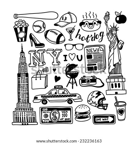 hand-drawn New York doodles 